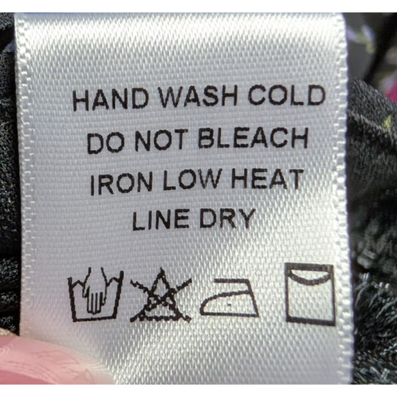 Ruched Sheer Black Floral Milkmaid Whimsigoth Dark Fairy Coquette Mini Dress M - Picture 10 of 10